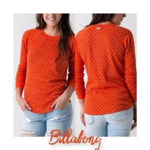 Billabong Orange Graphic Thermal Long Sleeve Shirt